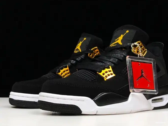 Rep TBkick Gold-White Metallic Air 4 308497-032 Black Jordan Royalty 0513